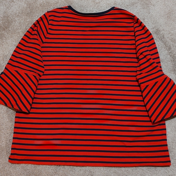 Women's Ralph Lauren Navy & Red Striped Top With Bows - Picture 3 of 7